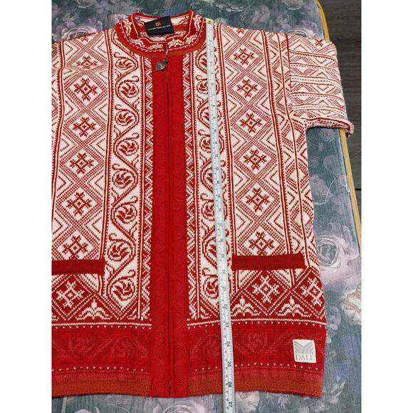 Dale of Norway Fair Isle Knitted Wool Cardigan Full Zip Red White - Picture 7 of 8